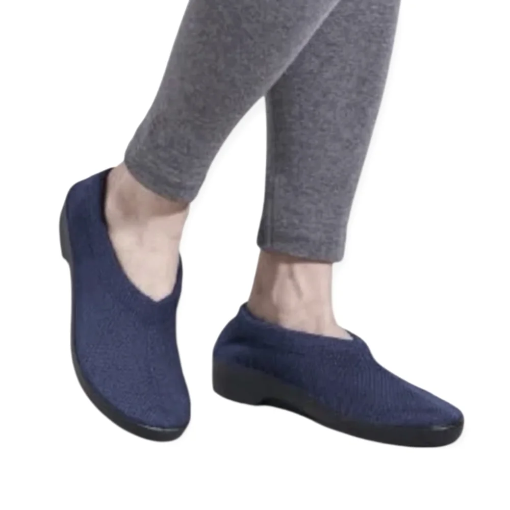 NEW Arcopedico Soft Faux Fur Lined Navy Knit Slip On Shoes 41 10
